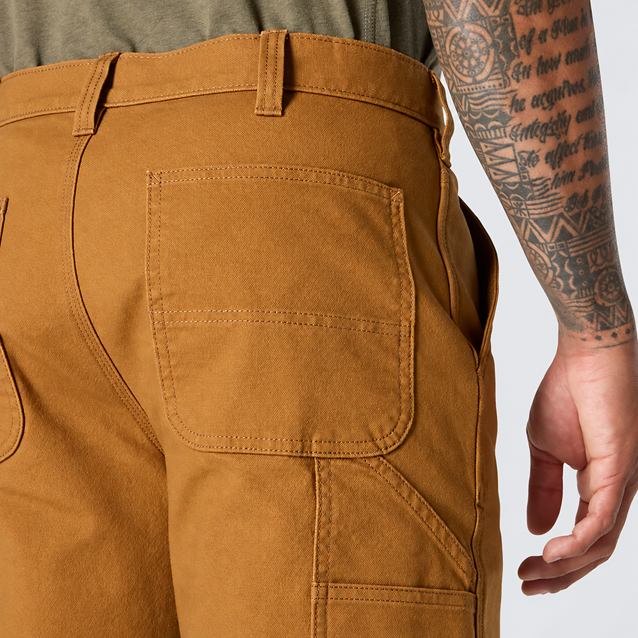 Reinforced back-pocket construction close-up