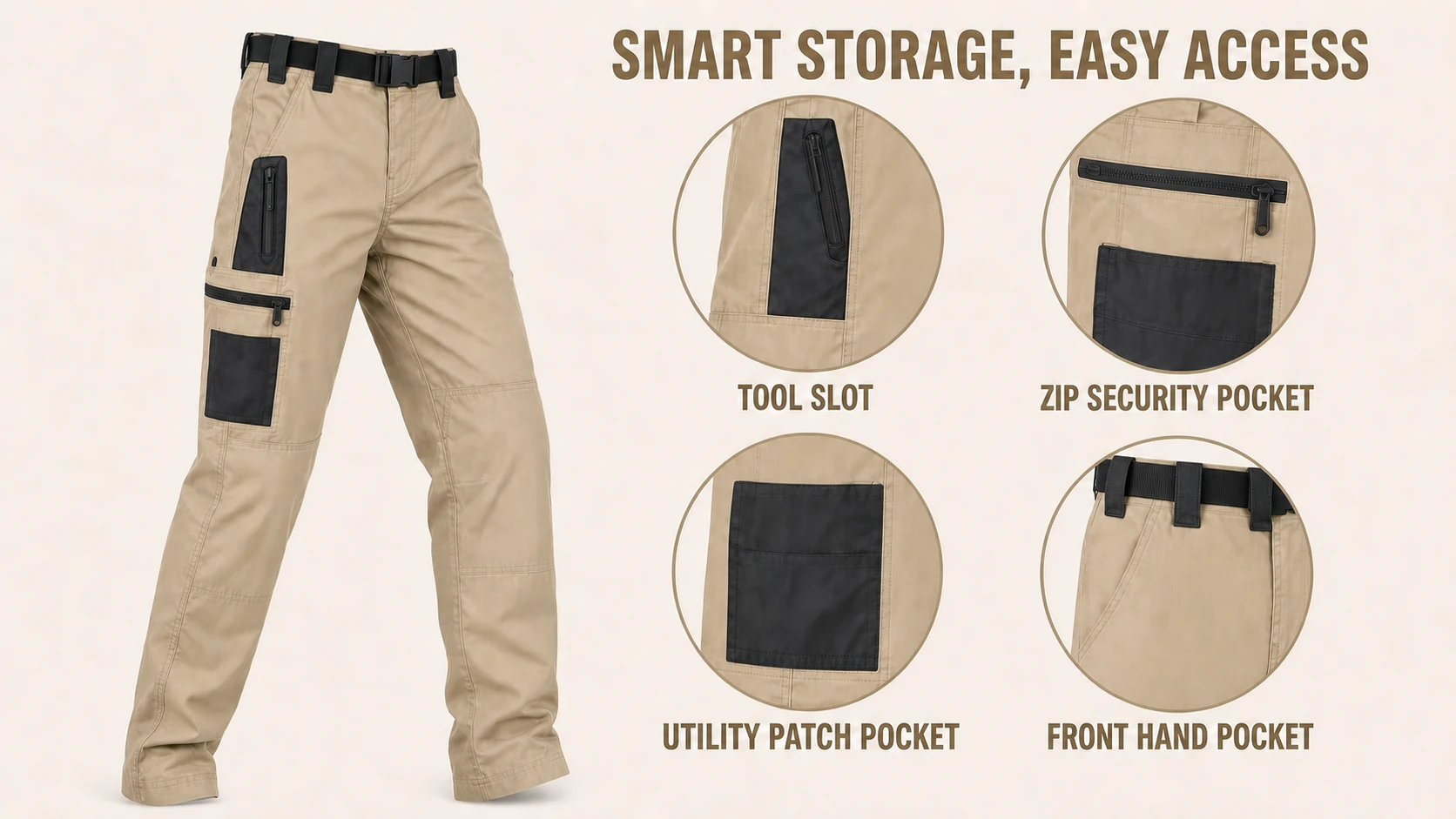 Tactical cargo pants pocket layout