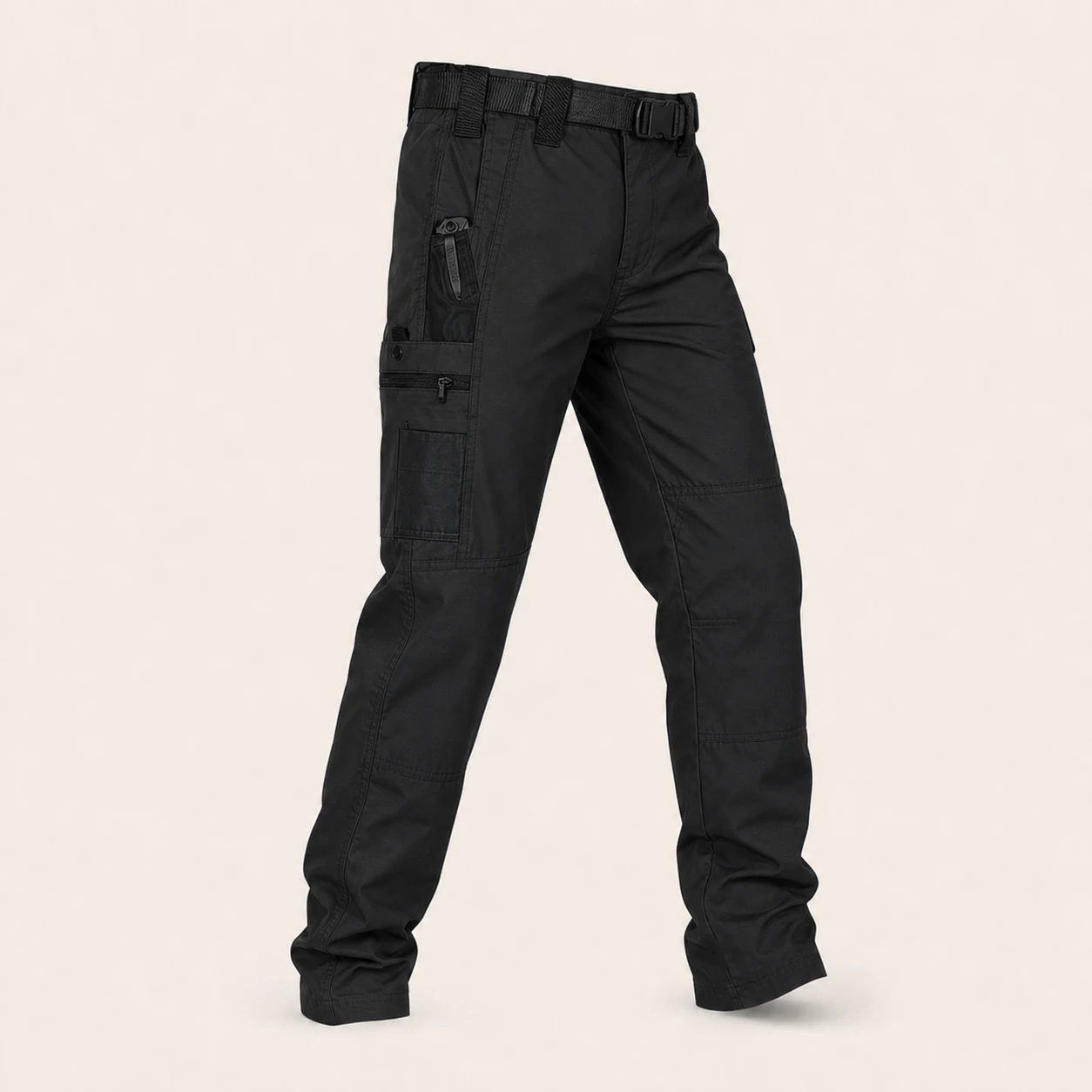 Black tactical cargo work pants