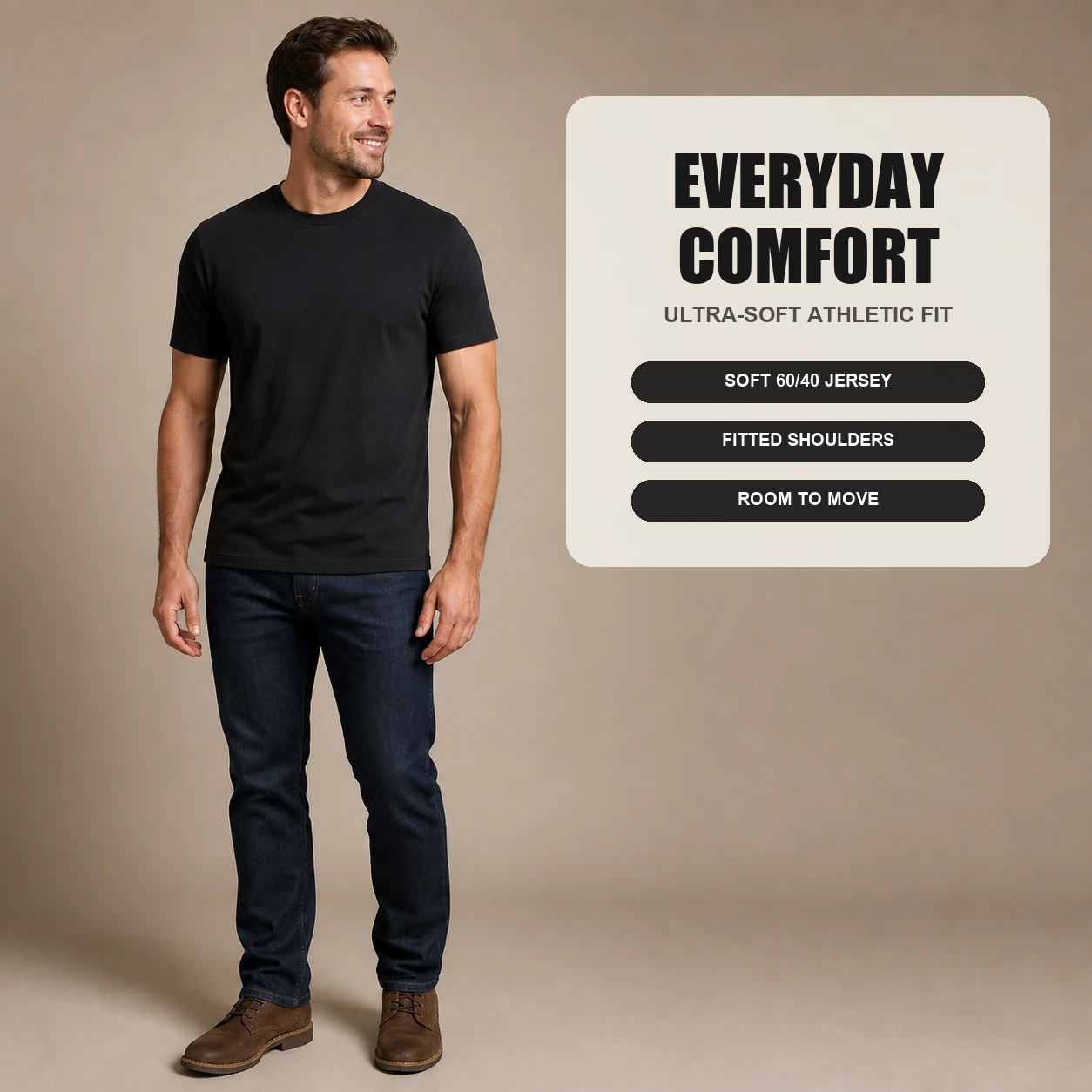 Ultra-soft athletic-fit crew neck T-shirt overview