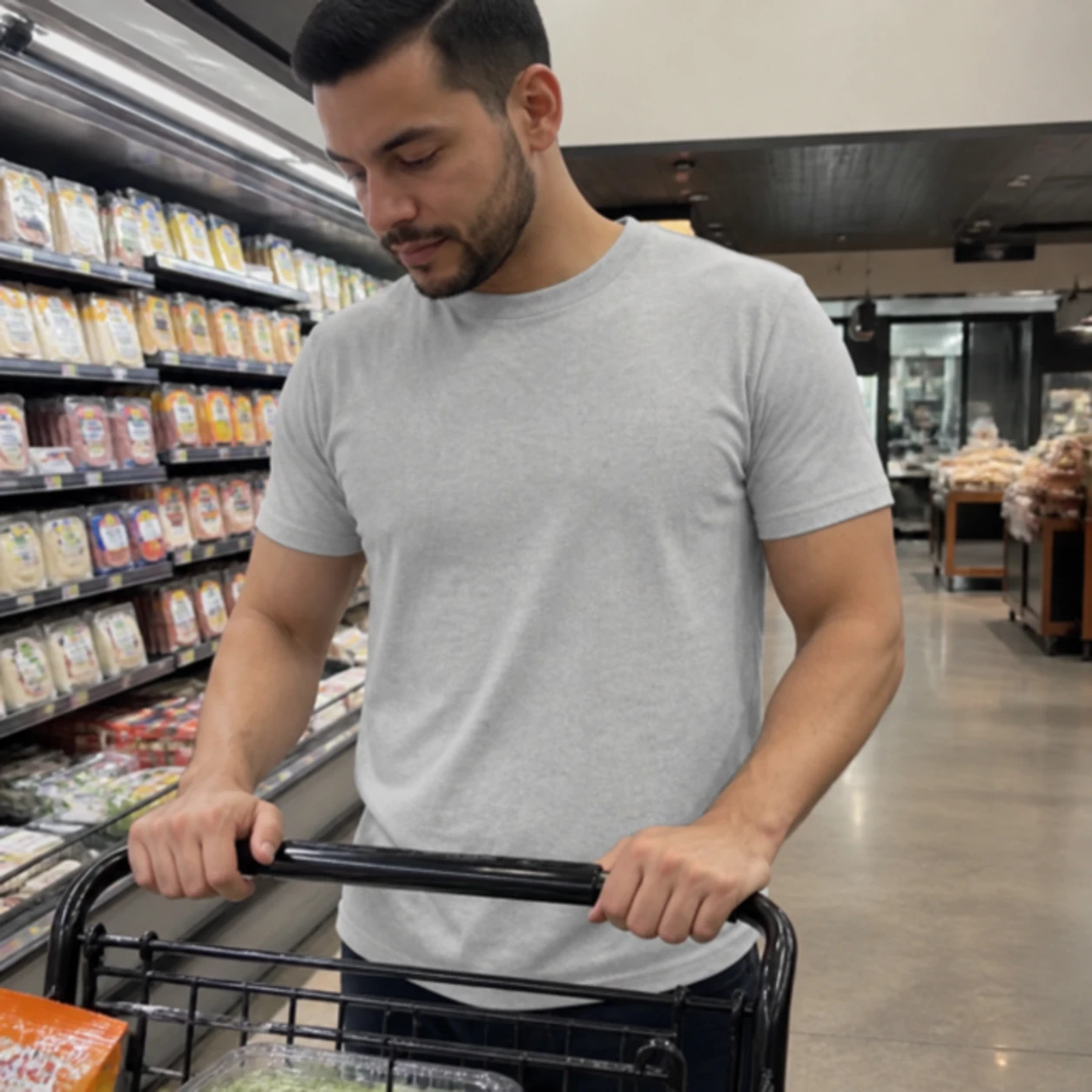 Casual phone snapshot of the athletic-fit T-shirt while shopping