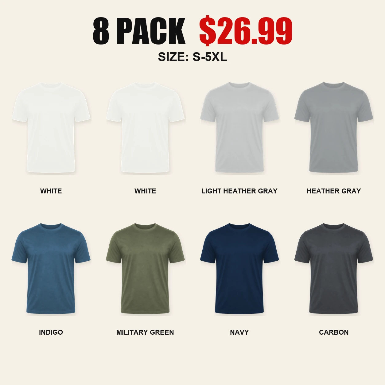 Eight-pack Fresh Rotation ultra-soft T-shirt color mix