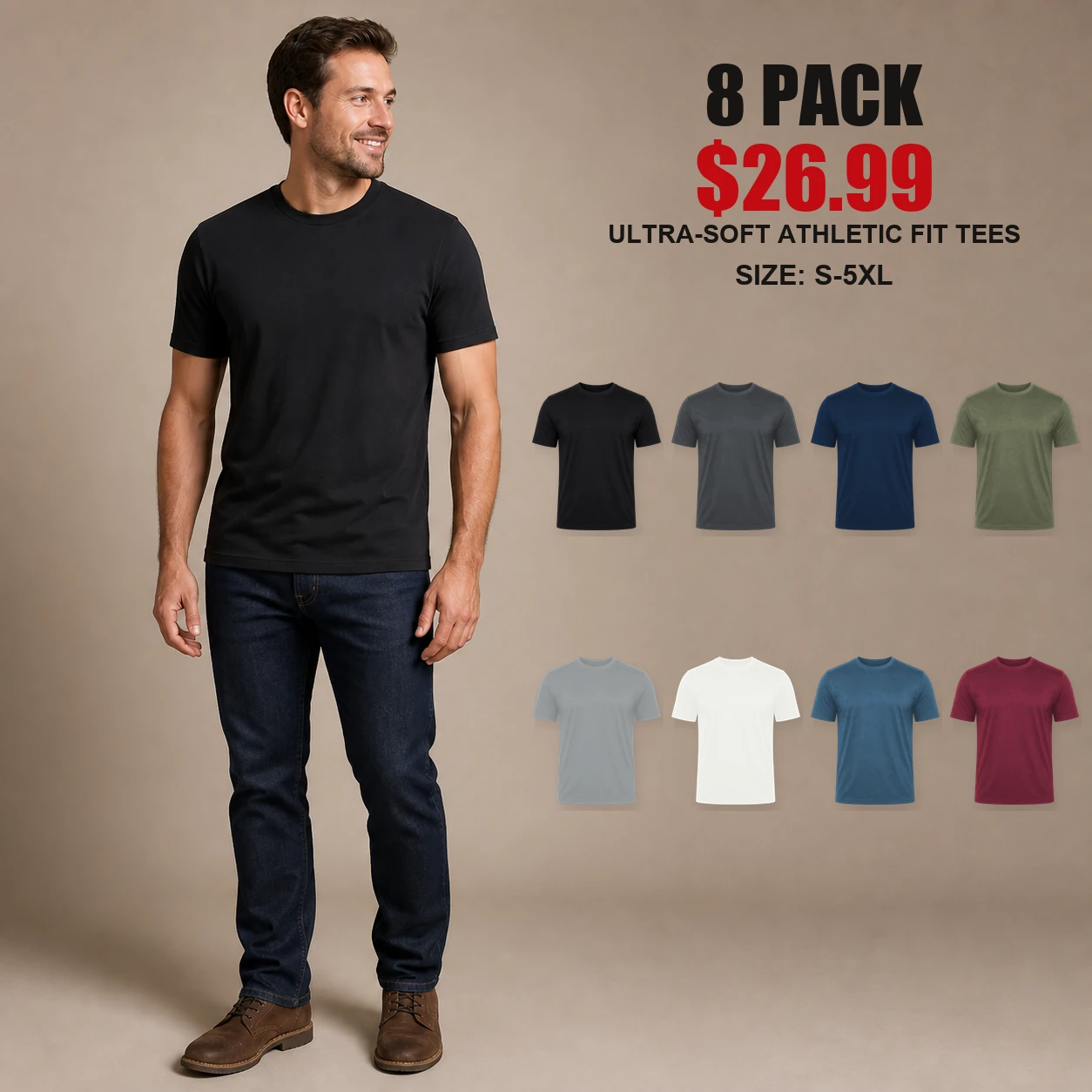 Ultra-soft athletic-fit crew neck T-shirts main cover