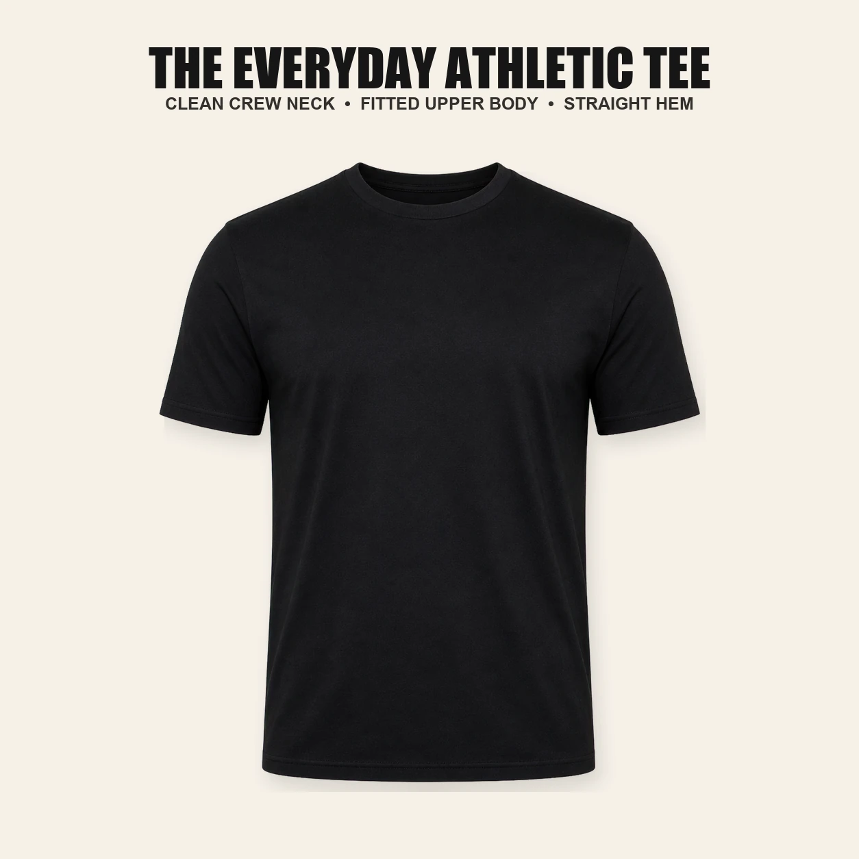 Single black ultra-soft athletic-fit crew neck T-shirt