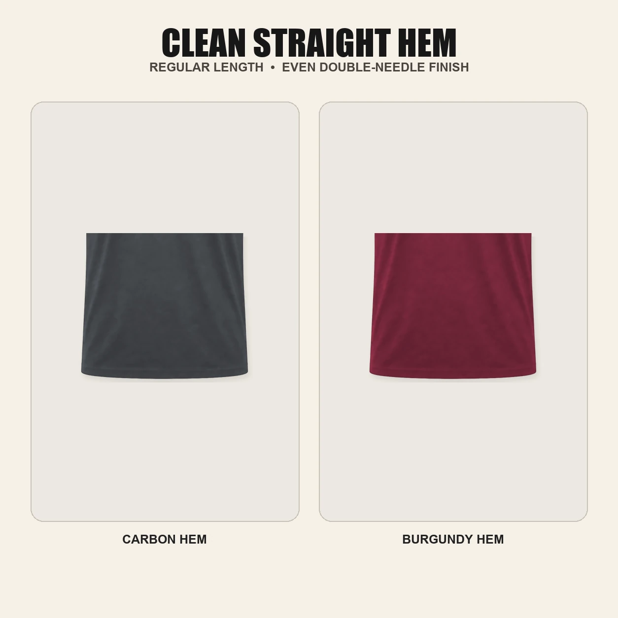 Clean straight hem detail