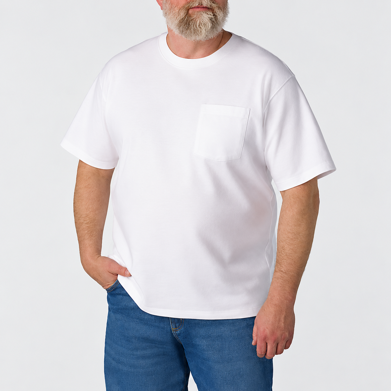 White heavyweight pocket T-shirt