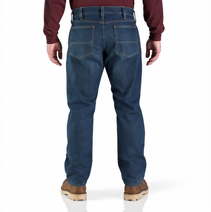 Men’s Fleece-Lined Stretch Work Jeans – Relaxed Straight Fit