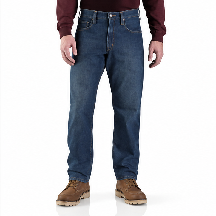 Men’s Fleece-Lined Stretch Work Jeans – Relaxed Straight Fit