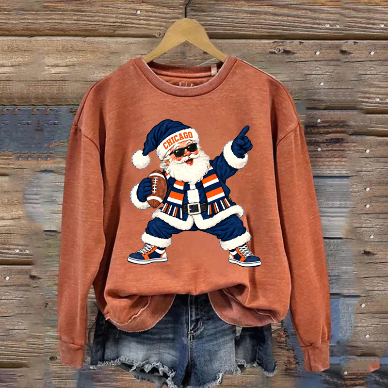 Chicago Football Santa Sweatshirt
