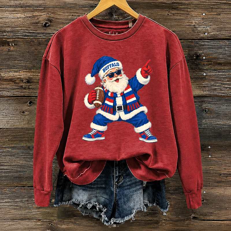 Buffalo Football Santa Sweatshirt