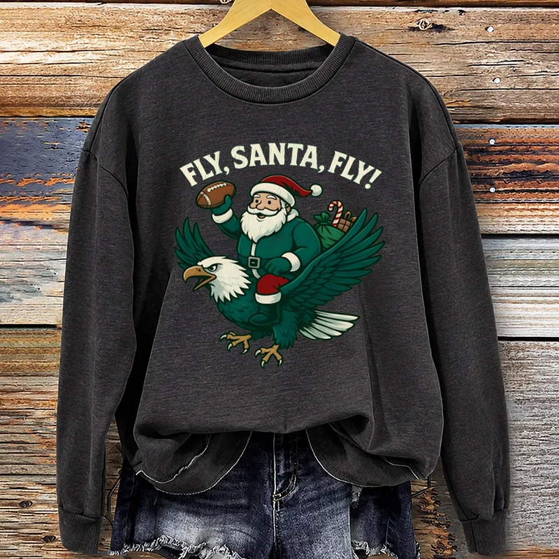 Fly Santa Fly Football Sweatshirt