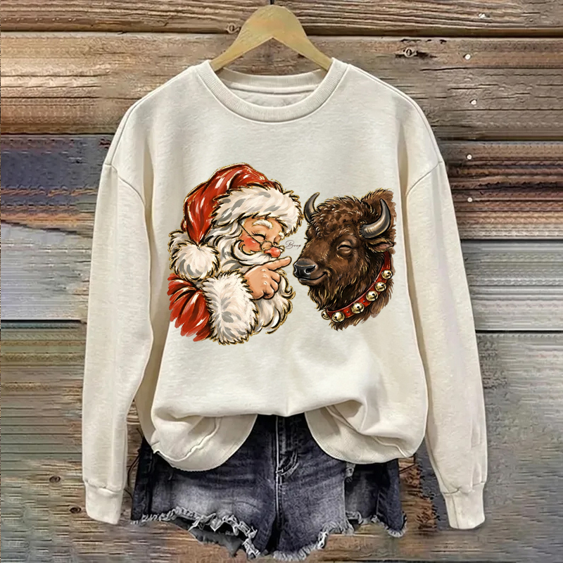 Santa Claus Boop Buffalo Christmas Football Sweatshirt