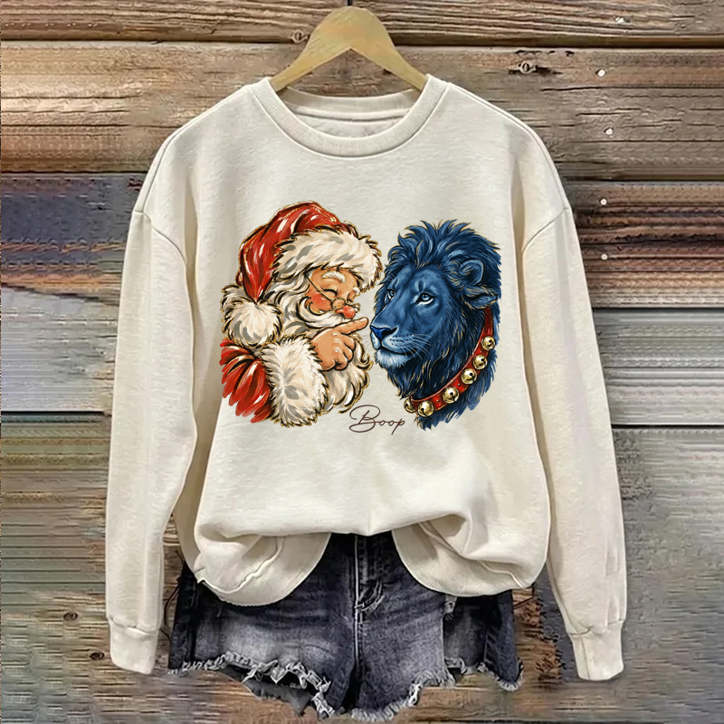 Santa Claus Boop Lion Christmas Football Sweatshirt
