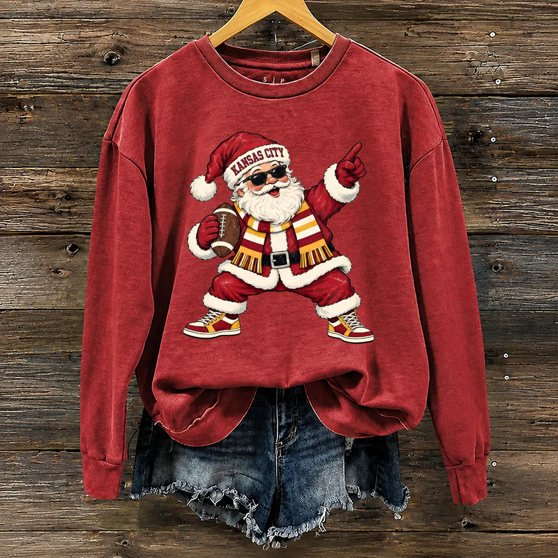 Kansas City Football Santa Sweatshirt