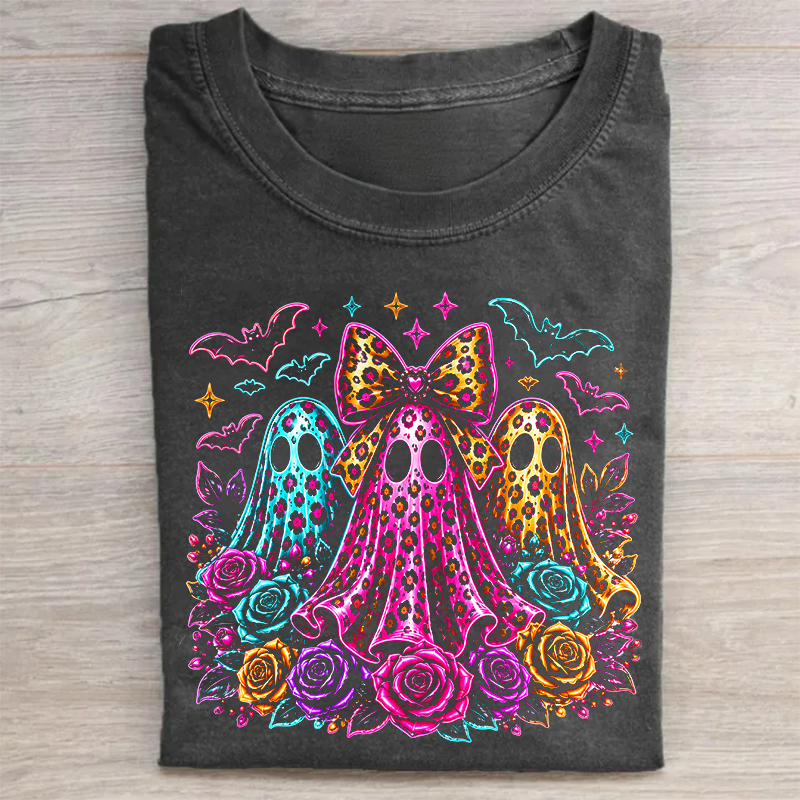 Leopard Halloween Ghost T-shirt