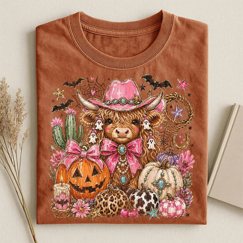 Western Halloween Highland Cow T-shirt