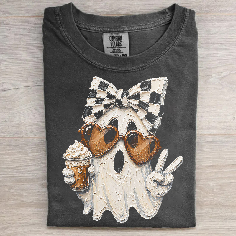 Coffee Ghost With Bow T-shirt
