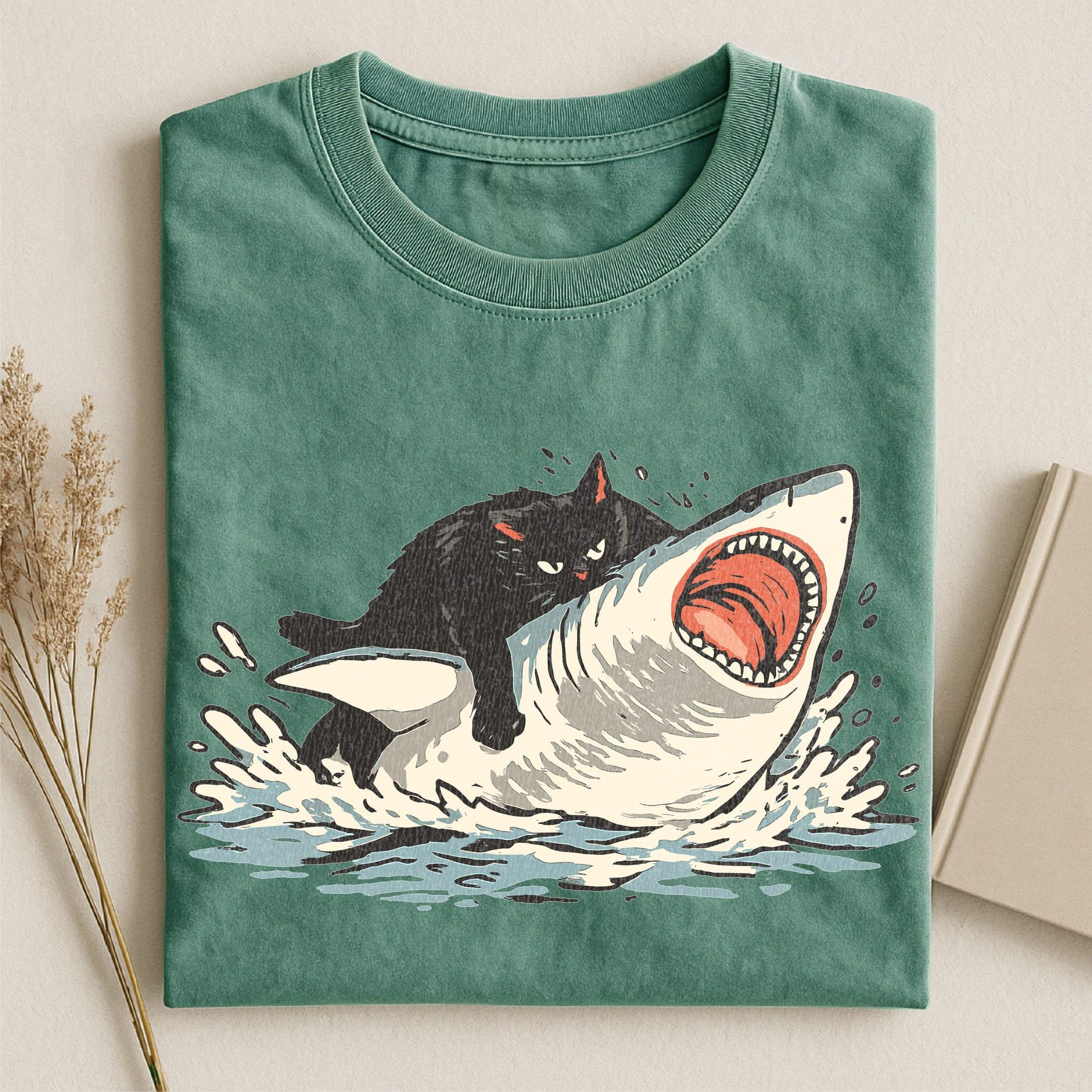 Fat Cat Vs Shark T-shirt