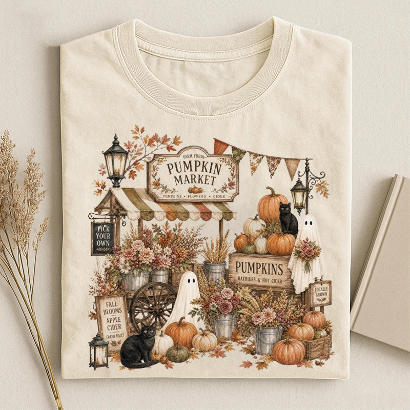 Vintage Pumpkin Market Ghost T-shirt