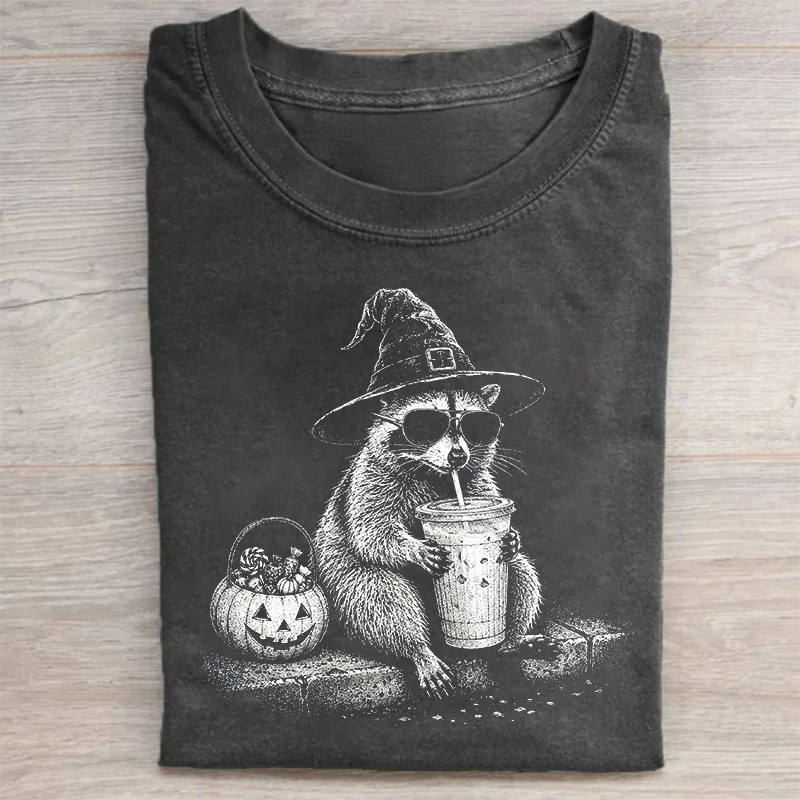 Halloween Raccoon Iced Coffee T-shirt