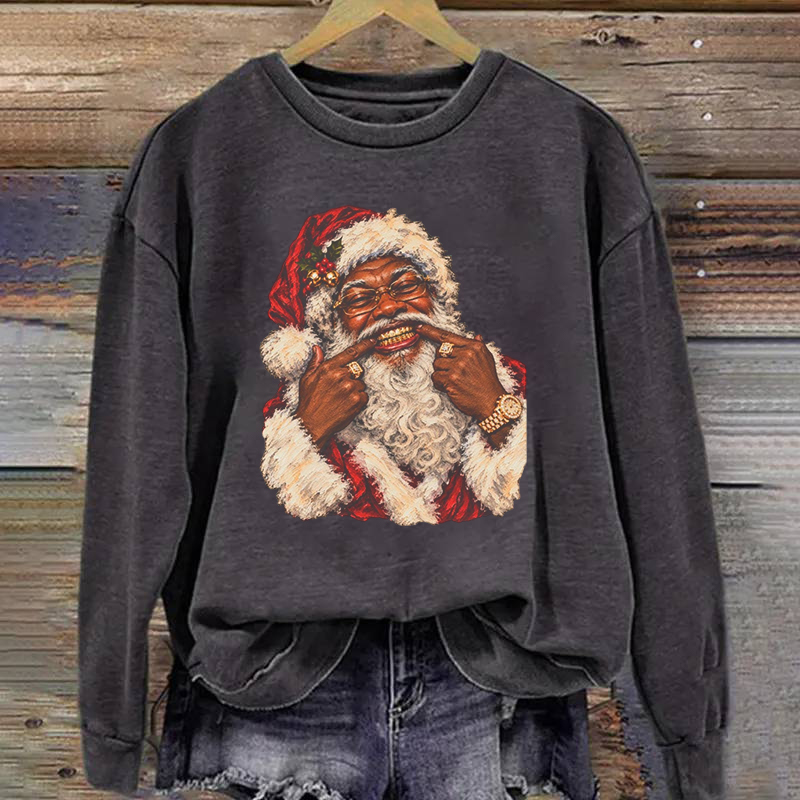 Black Santa Christmas Holiday Sweatshirt