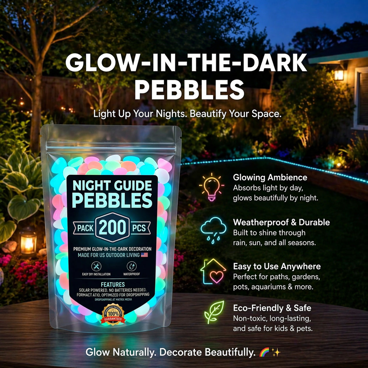 💥LAST DAY SALE 50%OFF - 🌈Colorful Glow-in-the-Dark Garden Stones