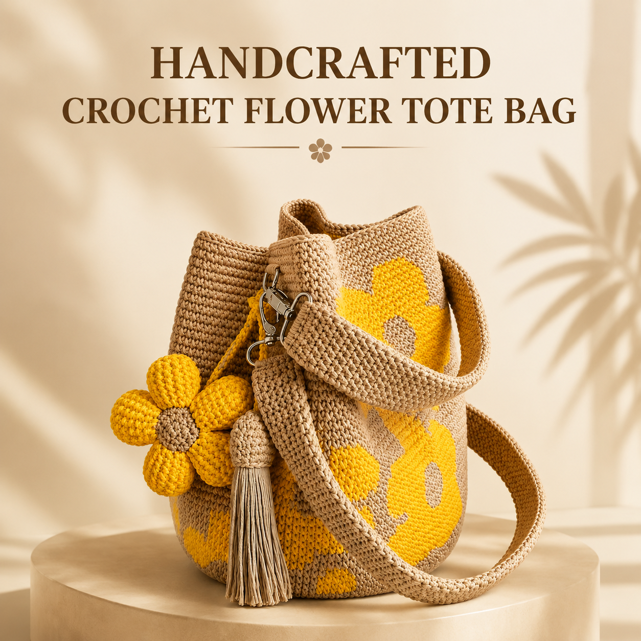 HANDCRAFTED CROCHET FLOWER TOTE BAG