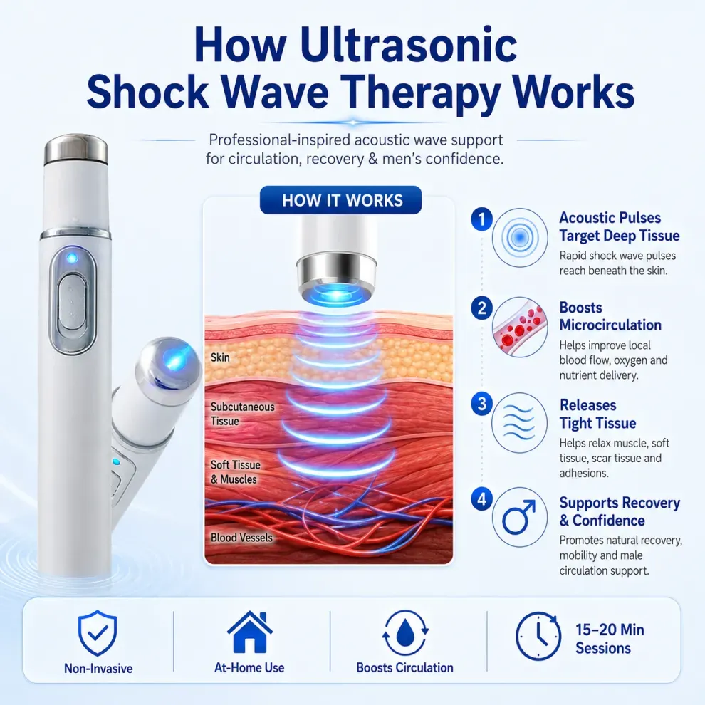 Ultrasonic Shock Wave Therapy Massager - Restore Circulation. Relieve Deep Pain. Rebuild Male Confidence.✅