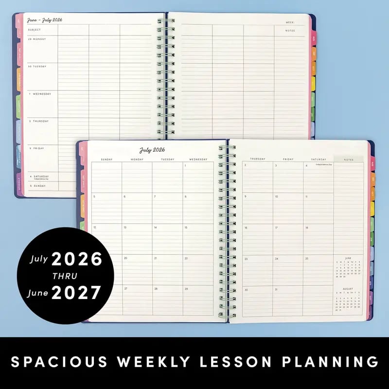 📕Your All-in-One 2026–2027 Teacher Planner ✨Weekly & Monthly Academic Planner & Calendar (from July 2026 to June 2027)