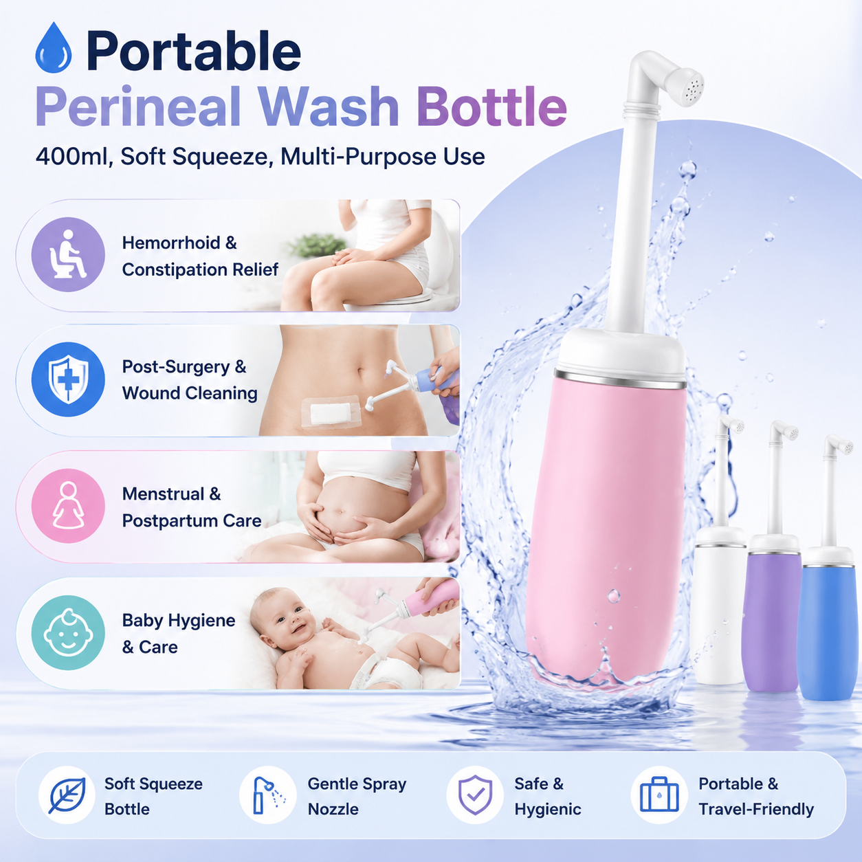 💧Portable Bidet 🧼– 🕌Perfect for Wudu & Daily Hygiene, 13.5 oz, Leak‑Proof🛒