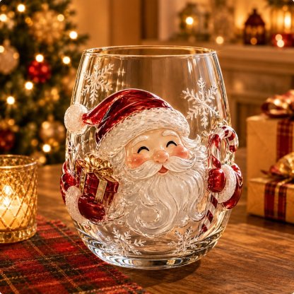 🎄 LAST DAY 49% OFF – ✨ Magical Christmas 3D Glass Cup | Raised Festive Artwork, Sparkling Details & Holiday Gift Drinkware 🎅