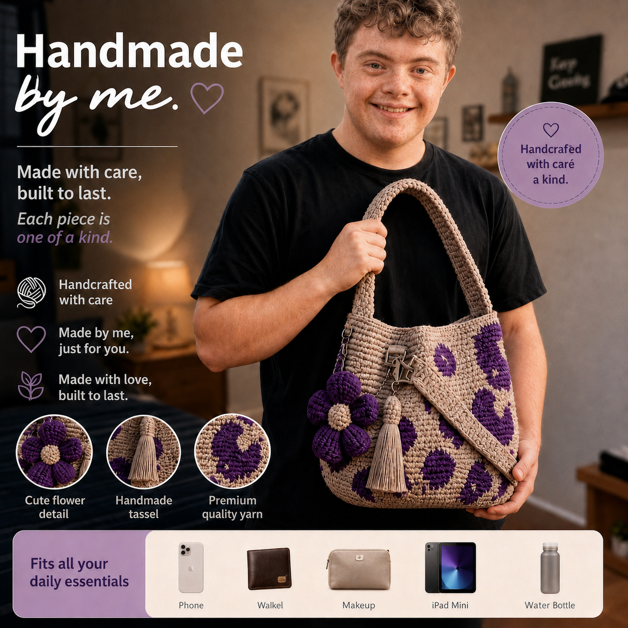 HANDCRAFTED CROCHET FLOWER BAG