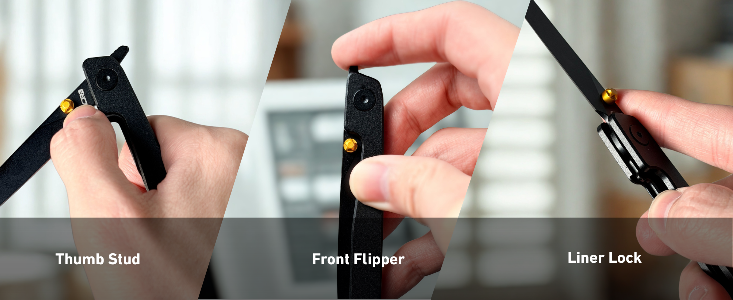 🔥Last Day Sale 50% OFF🎉 - Lanky Liner Lock Front Flipper Knife Black Aluminum Handle