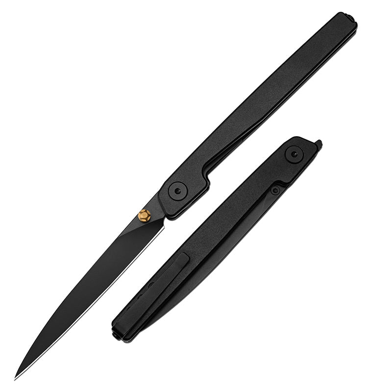 🔥Last Day Sale 50% OFF🎉 - Lanky Liner Lock Front Flipper Knife Black Aluminum Handle