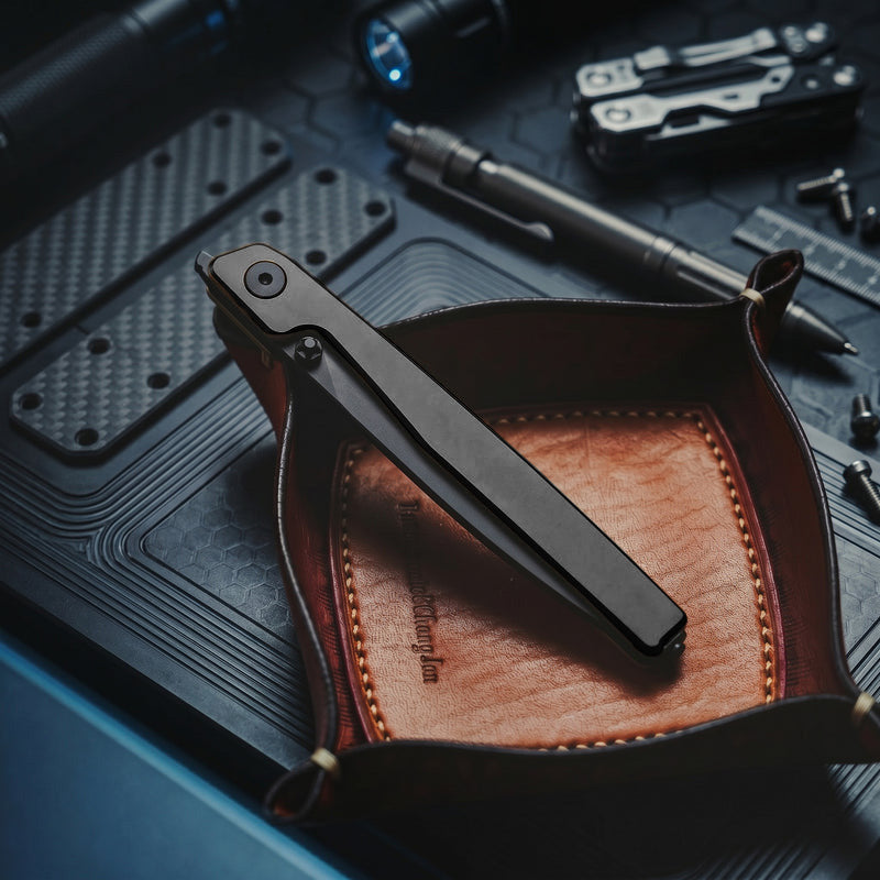🔥Last Day Sale 50% OFF🎉 - Lanky Liner Lock Front Flipper Knife Black Aluminum Handle