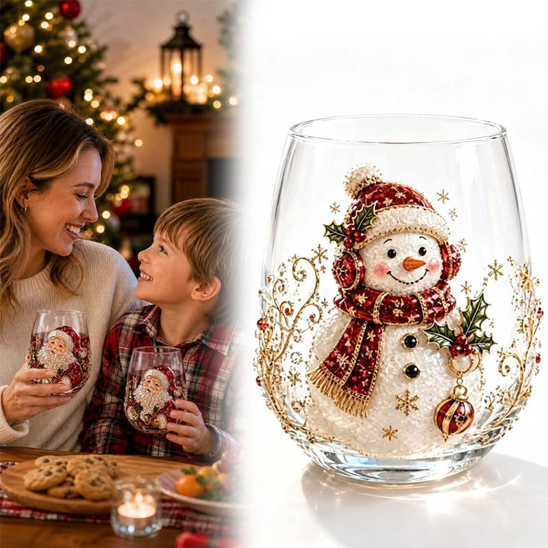 🎄 LAST DAY 49% OFF – ✨ Magical Christmas 3D Glass Cup | Raised Festive Artwork, Sparkling Details & Holiday Gift Drinkware 🎅