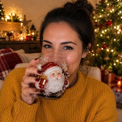 🎄 LAST DAY 49% OFF – ✨ Magical Christmas 3D Glass Cup | Raised Festive Artwork, Sparkling Details & Holiday Gift Drinkware 🎅