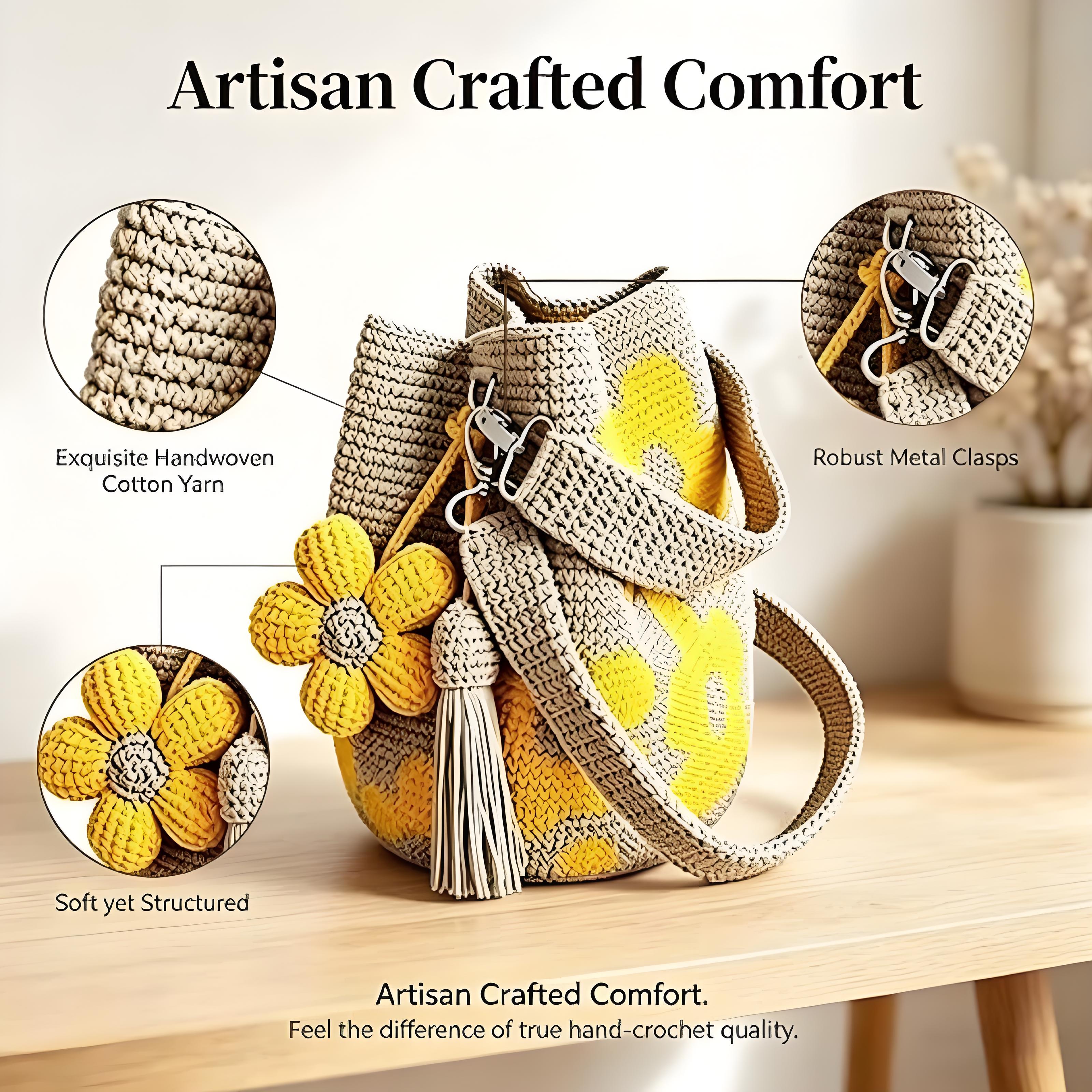 HANDCRAFTED CROCHET FLOWER TOTE BAG