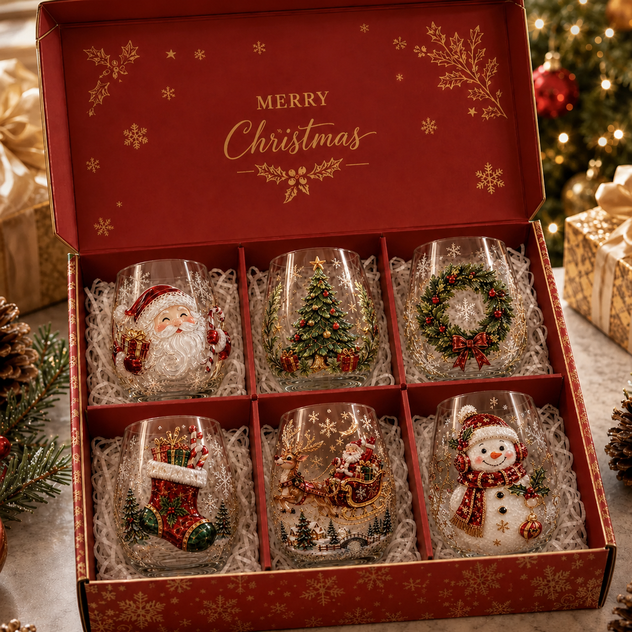 ✨ Magical Christmas 3D Glass Cup Collection | Raised Festive Artwork, Sparkling Details & Holiday Gift Drinkware 🎅