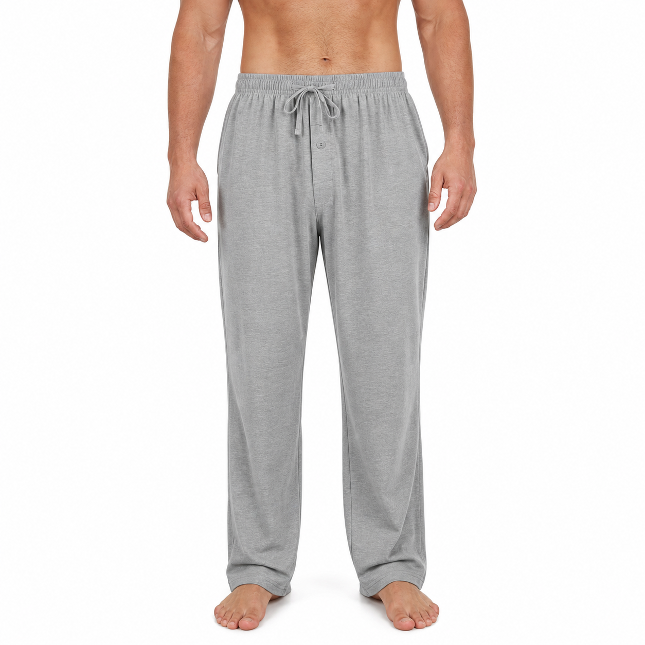 Men's heather gray knit drawstring lounge pants