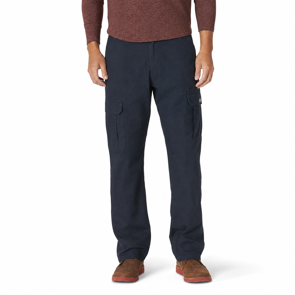 Navy men's relaxed straight cargo pants