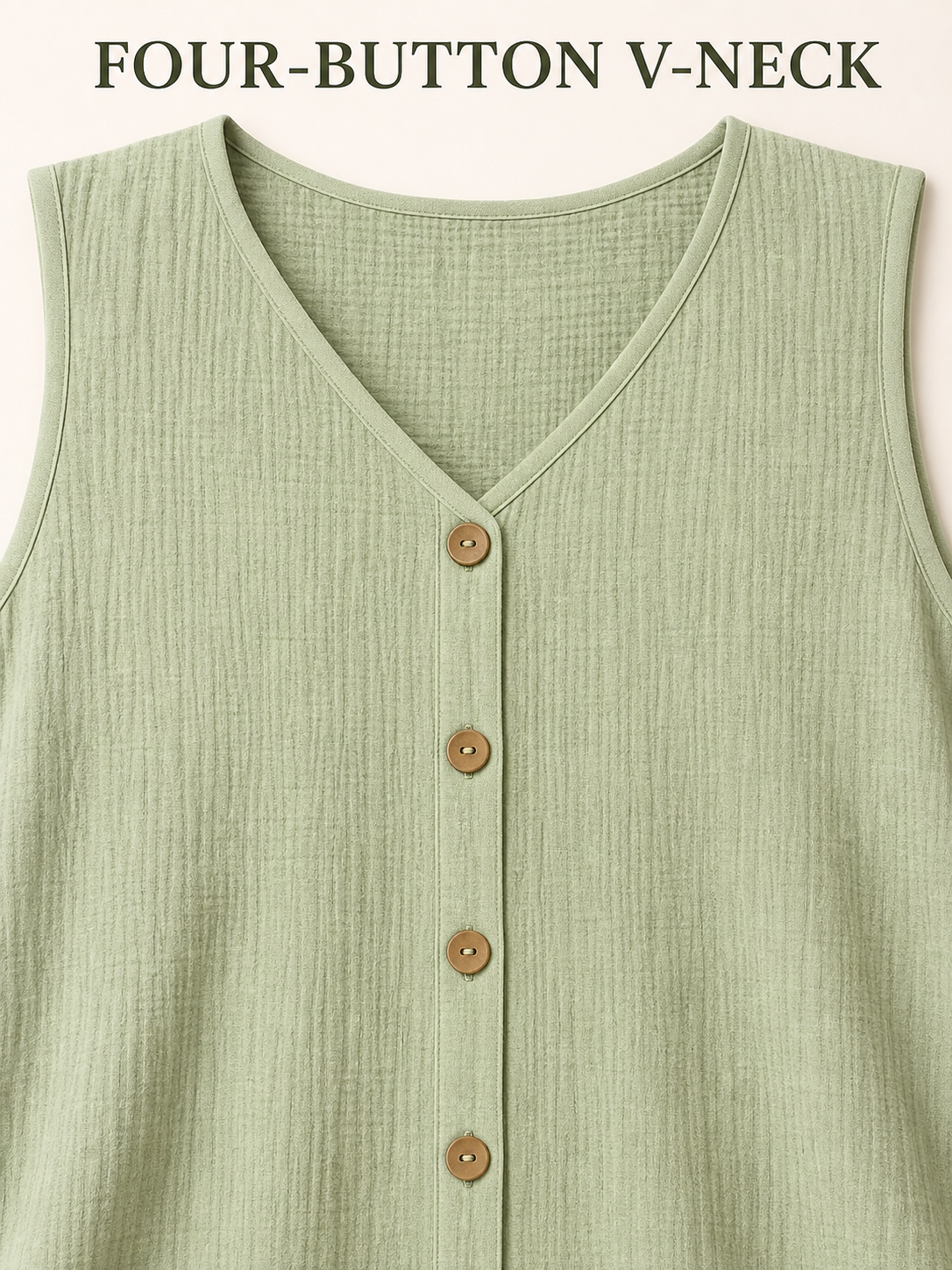Four-button V-neck construction detail