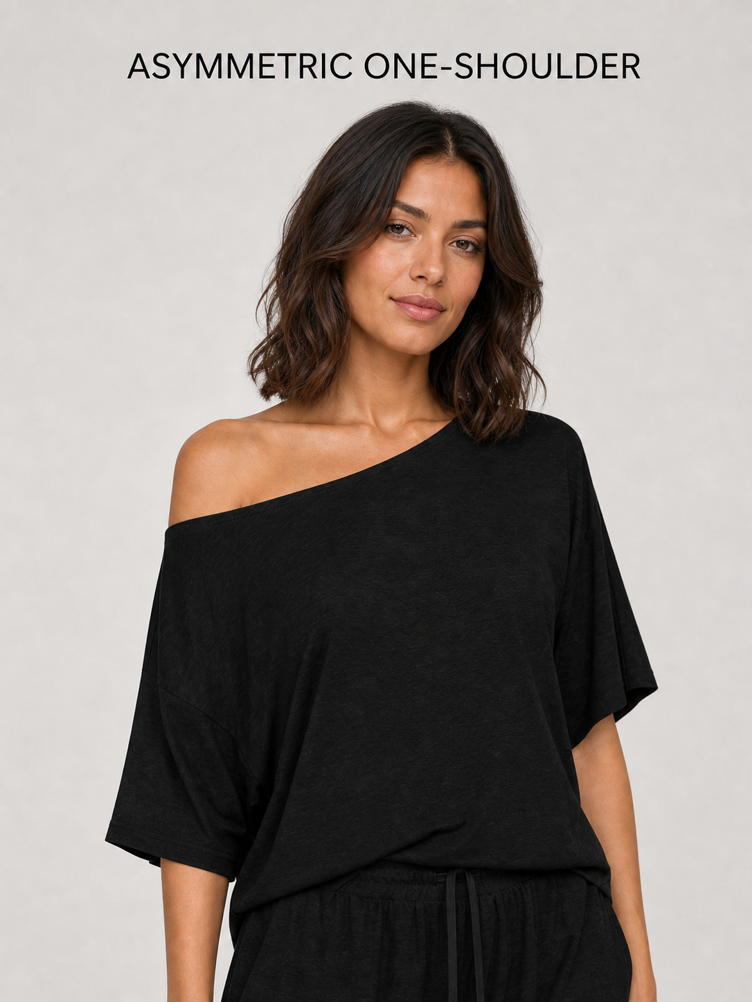 Asymmetric one-shoulder neckline detail