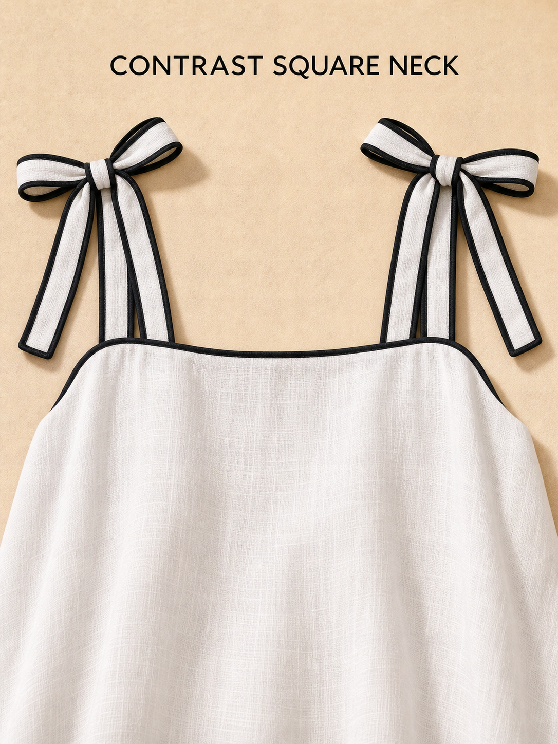 Contrast square neckline structure detail