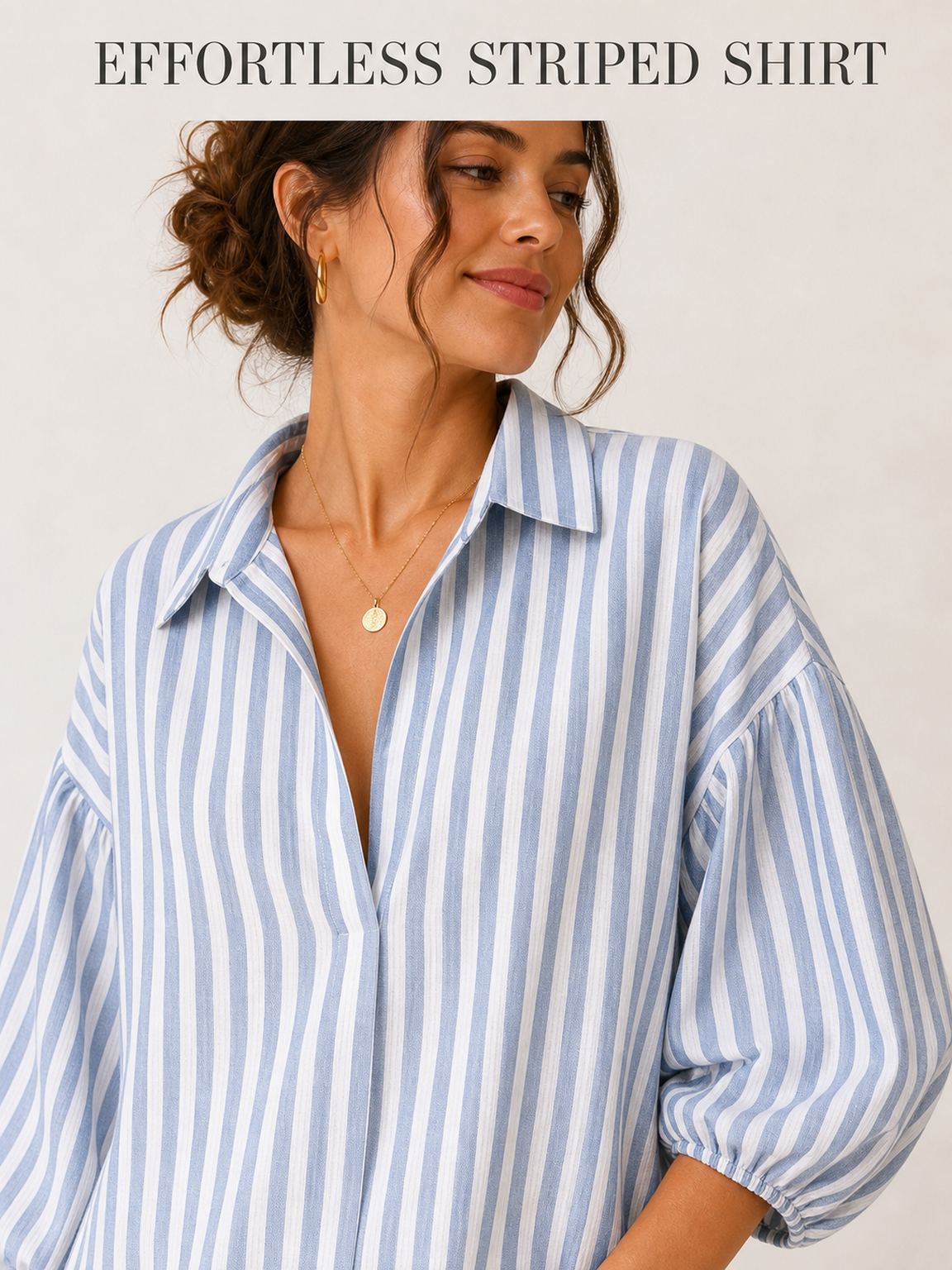 Point collar drop shoulder and balloon sleeve detail