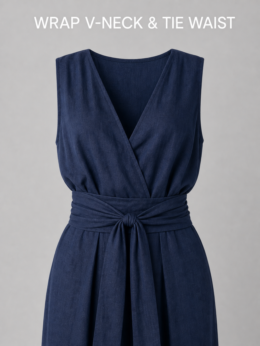 Wrap V-neck and center tie waist detail