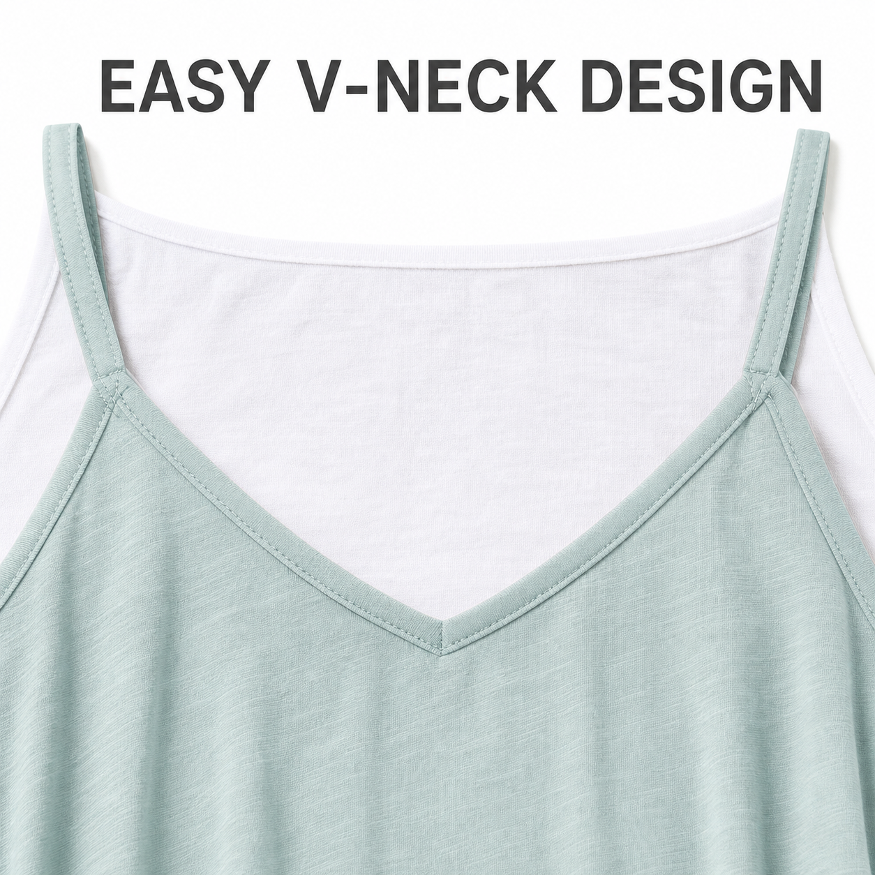 V-neck bib and narrow shoulder strap construction detail