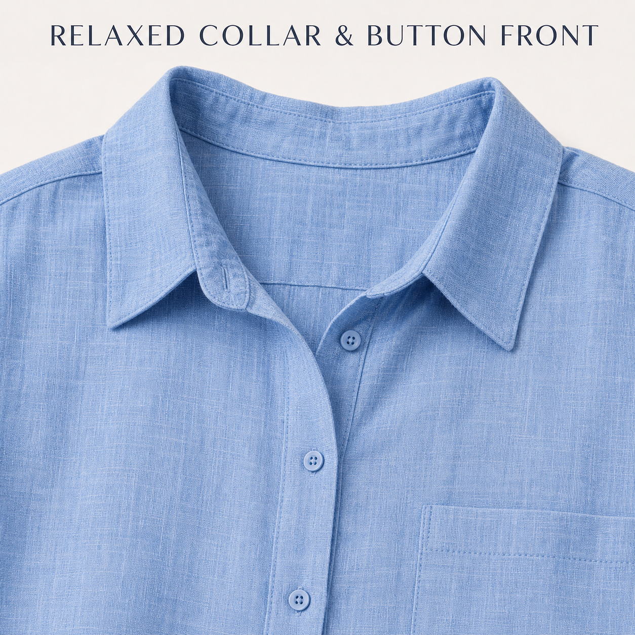 Pointed collar and matching button placket detail