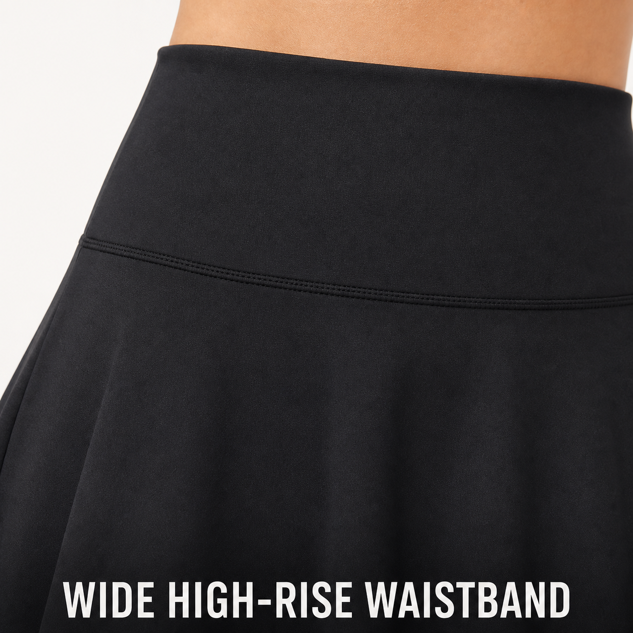 Wide high-rise waistband construction detail