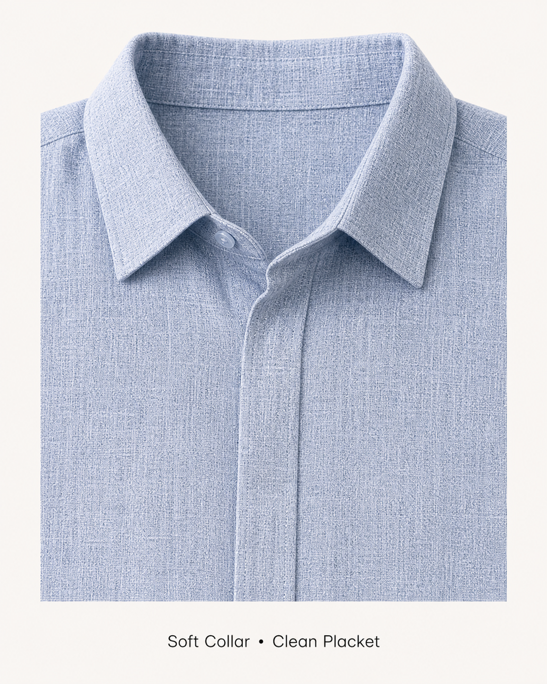 Soft collar and clean covered placket detail